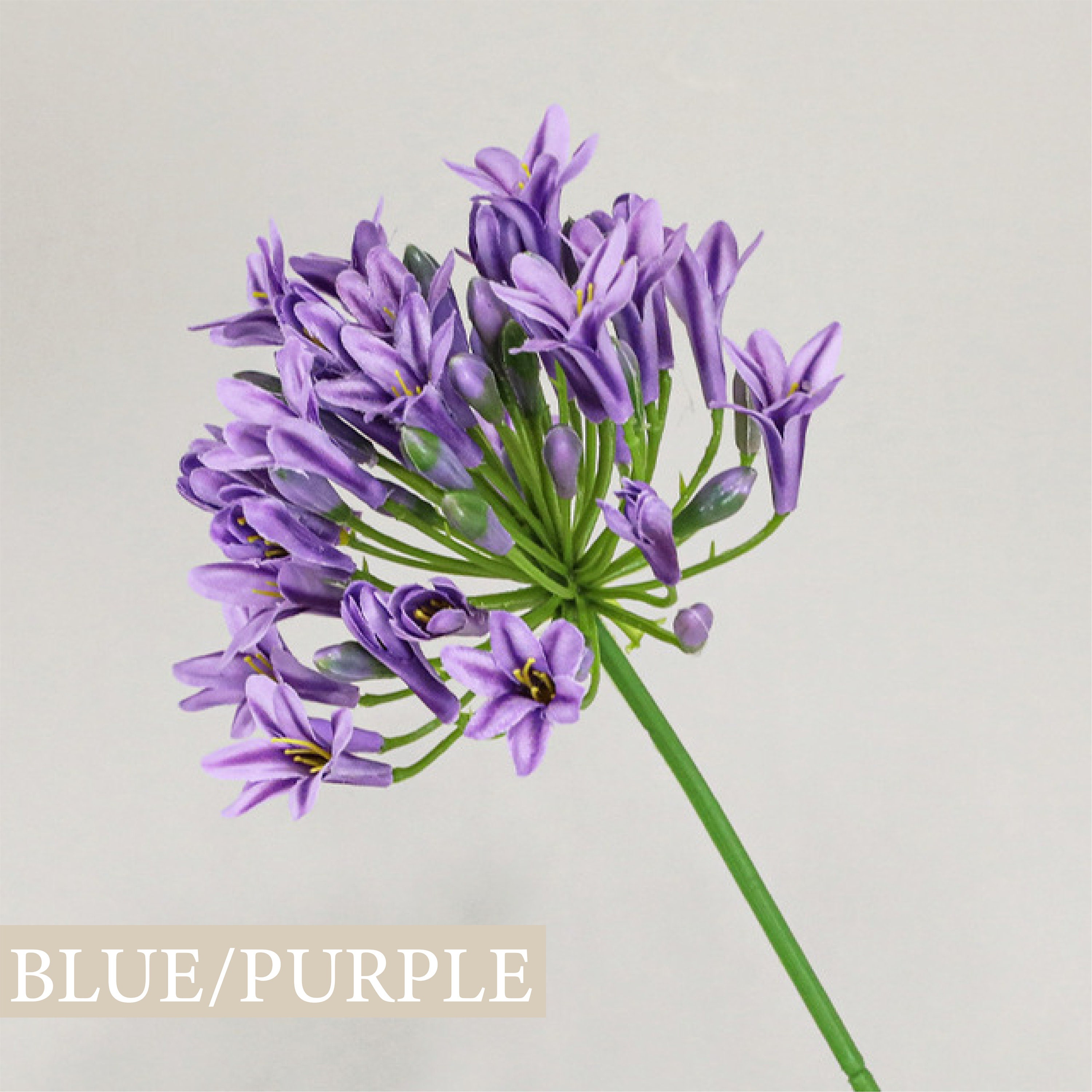 Fiore Artificiale Agapanthus Viola Chiaro – Stelo Singolo 75 Cm, Testa 15 Cm, Per Composizioni Decorative