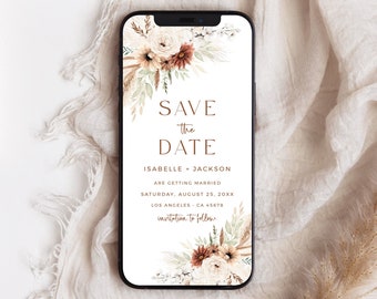 Digital Save the Date Boho, Terracotta Save the Date Evite, Electronic Save the Date Text, Phone Save Date, Editable Save Date Template, 03A
