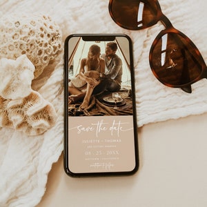 Taupe Photo Save the Date Minimalist Save the Date Digital Save the Date for Phone Save the Date Template, Editable Save Date by Text 02D