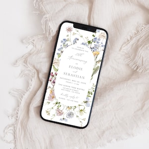 Digital Anniversary Invitation Wildflower Electronic Anniversary Invitation, 25th Anniversary Evite, Text Invitation Template Editable 07A