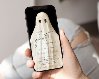 Don't Ghost this Party Halloween Invitation Template, Digital Costumes and Cocktails Invite, Editable, 34B
