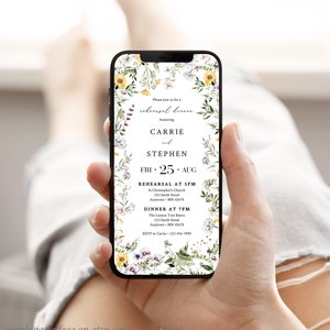 Electronic Rehearsal Dinner Invitation Wildflower, Digital Rehearsal Invitation Wildflower Rehearsal Evite Phone Editable Evite Template 01A
