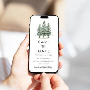 Woodland Digital Save the Date, Electronic Save the Date Modern, Rustic Save the Date by Text, Editable Save Date for Phone Template, 14A