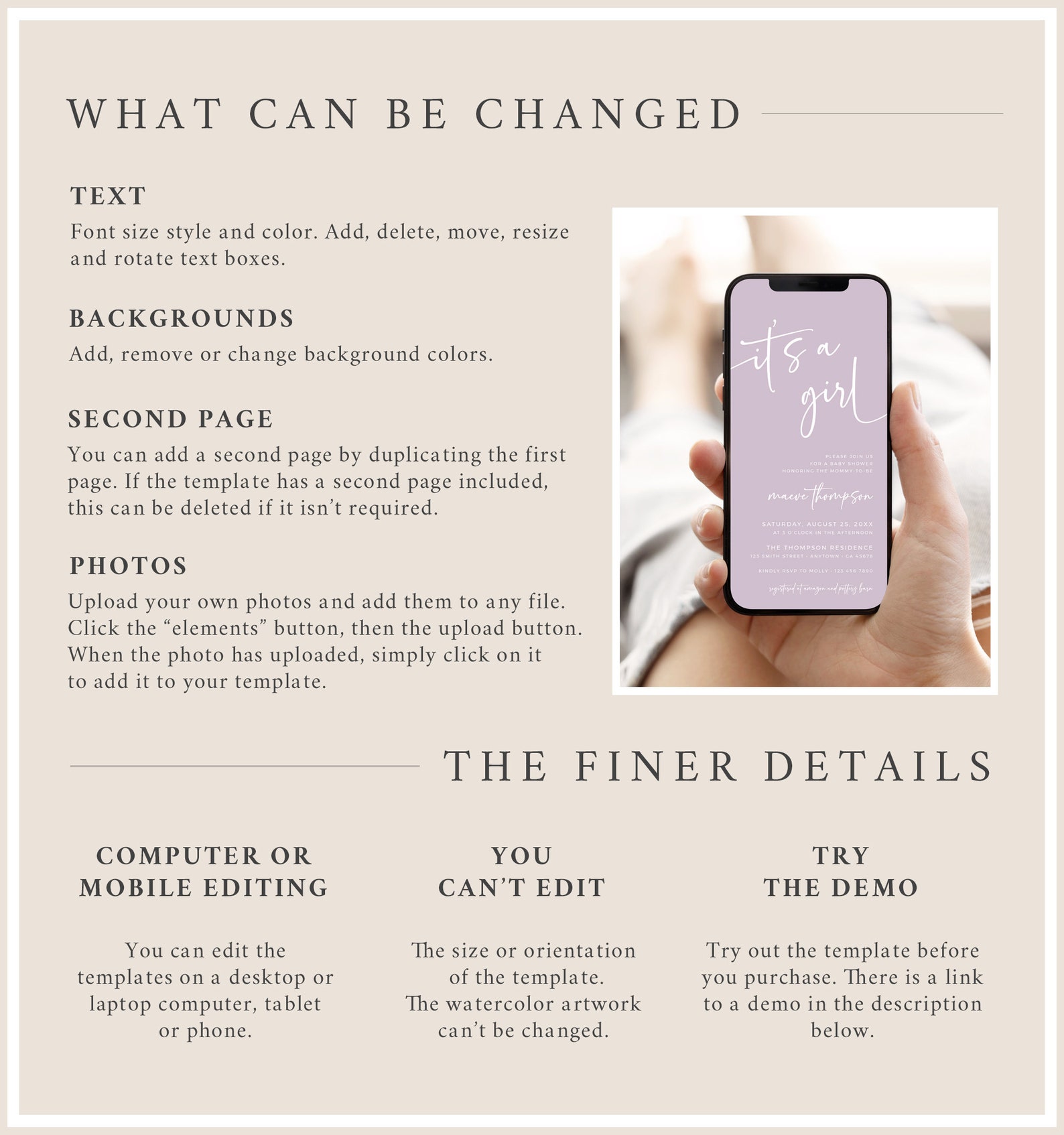 Electronic Baby Shower Invitation Girl Baby Shower Invite Etsy