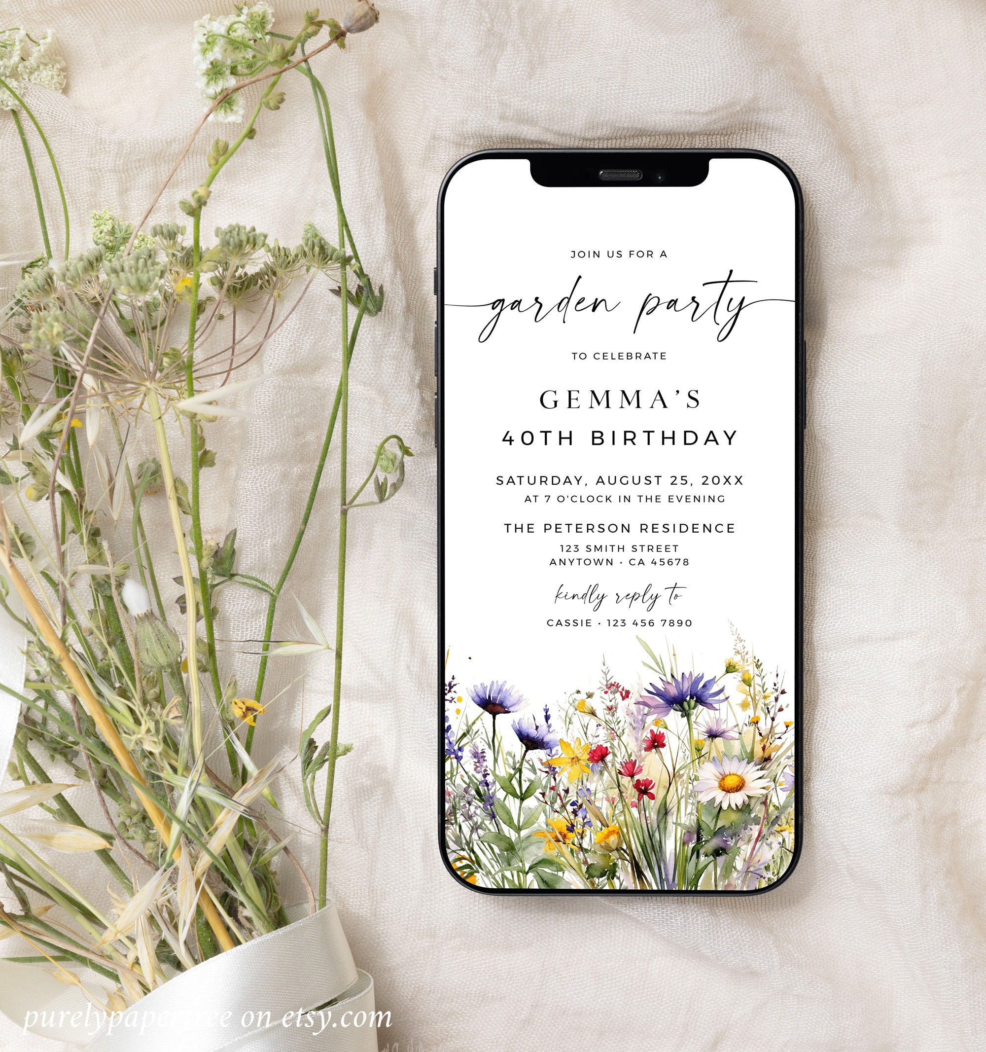 Digital Garden Party Invitation Electronic Wildflower Birthday digital-garden-party-invitation-electronic-wildflower-birthday