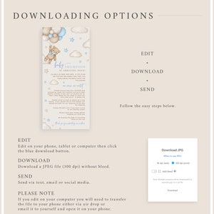 Digital New Baby Rules for Visitors Boy Electronic Newborn Rules for Visiting, Teddy Bear Editable Newborn Visitor Information Template 13A image 4
