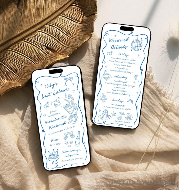 Last Splash Bachelorette Weekend Itinerary Template Digital Beach Bachelorette Party Invite, Mermaid Bach Invitation, Coastal, Editable 57C