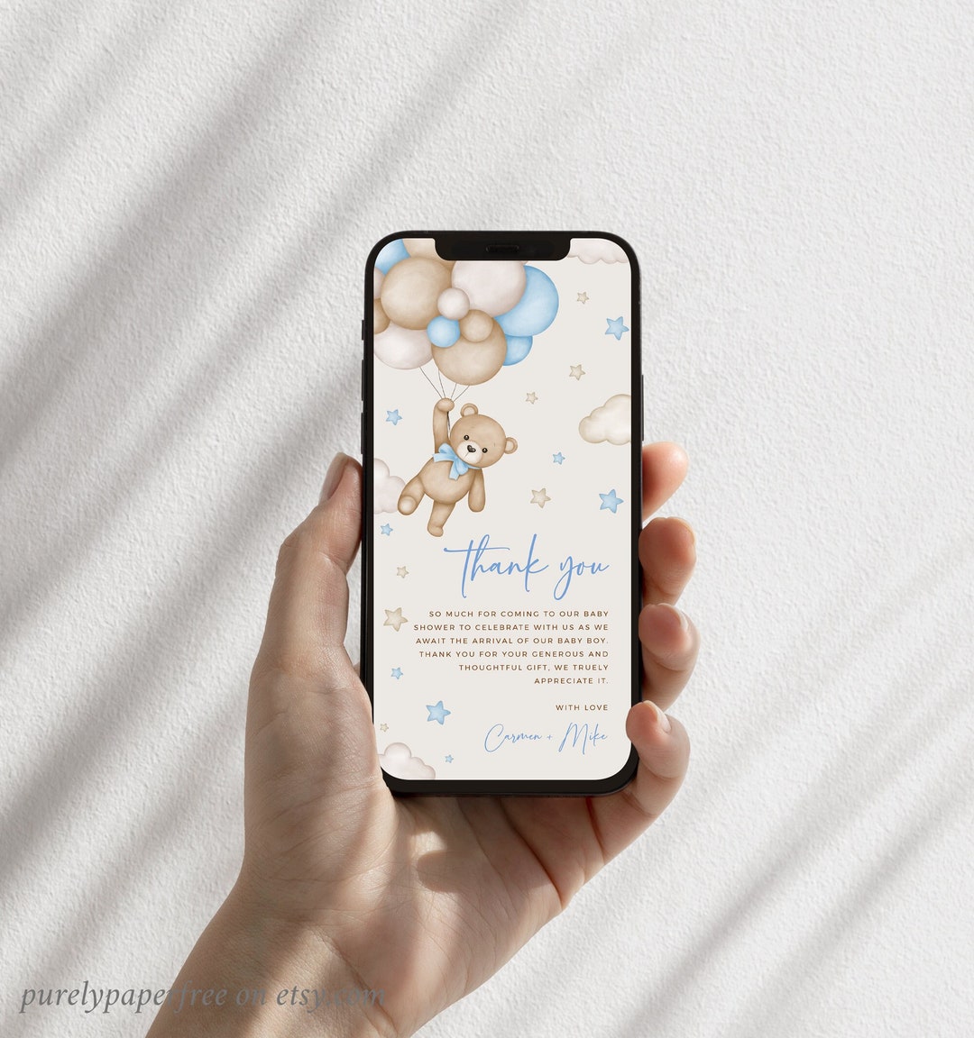 Thank You Cards For Baby Shower With Boy Theme - 20 Cards With