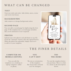 Pode incluir: Um smartphone exibe um convite para uma festa de Halloween com uma ilustra&ccedil;&atilde;o de fantasma e as palavras "boos and booze". O convite inclui detalhes do evento. A imagem faz parte de um modelo com texto, fundos e fotos edit&aacute;veis.