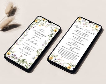 Electronic Bachelorette Party Invitation Digital Bachelorette Invite Itinerary, Wildflower Bach Weekend Evite Schedule Template Editable 01A