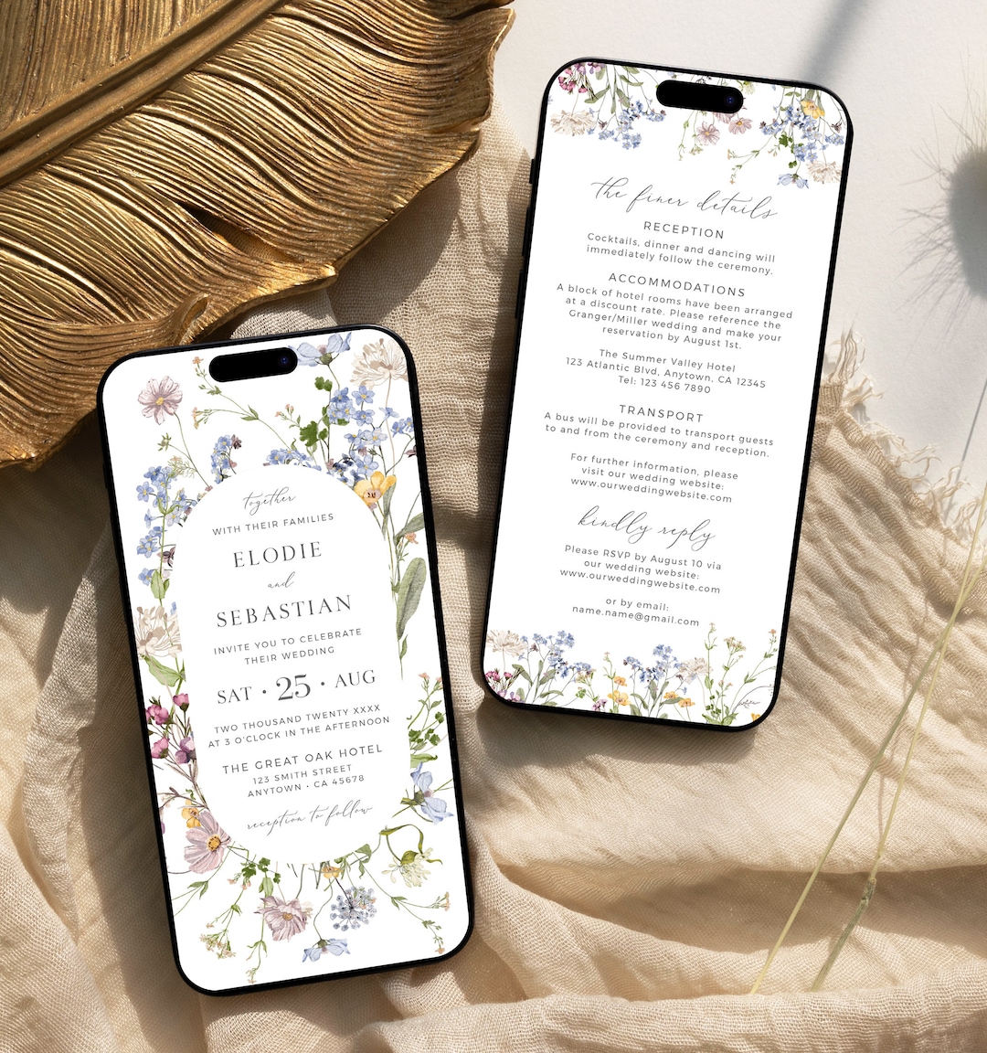 Digital Wedding Invitation Set by Text Wildflower Wedding Invitation ...