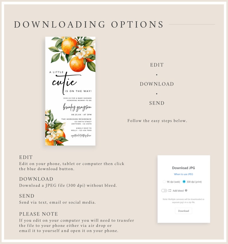 Little Cutie Baby Shower Invitation for Phone, Digital a Little Cutie