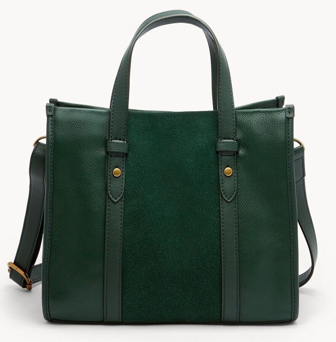 Fossil Kingston Satchel Crossbody Pine Green Leather & Suede Etsy