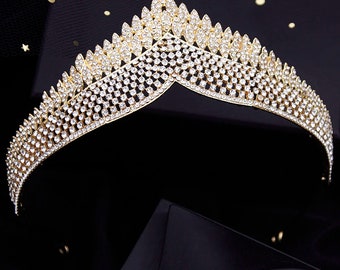 Crystal bridal headpiece / Rhinestone Tiaras / Gold Silver tiara / Crystal Rhinestone Tiara / Royal Queen Wedding Hair Jewelry Accessories