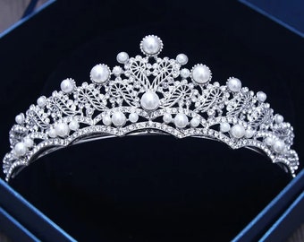 Bridal Tiaras Crown / Wedding Hair Accessories / Tiara / wedding crown tiaras / Pearl Tiara /Rhinestone Pageant Bride Headband /Crystal Pear