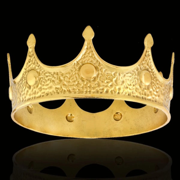 Prinz Rund Gold Mittelalter Königskrone / Goldene Krone für Männer Haar / Rund Gold Herren Hochzeit Party Krone / Königin König Tiaras / Ehemann Geschenk