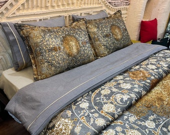 Ottoman Carpet Design Velvet 4 Piece Duvet Cover Set, %100 Handmade Bedspread Set, Duvet Cover Bedding Set, Comforter Natural Bedding Set