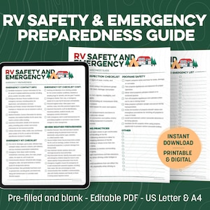 RV Sicherheit und Notfallbereitschaft Checkliste druckbare und digitale, Wohnmobil Camper Planer, Reiseanhänger Tracker