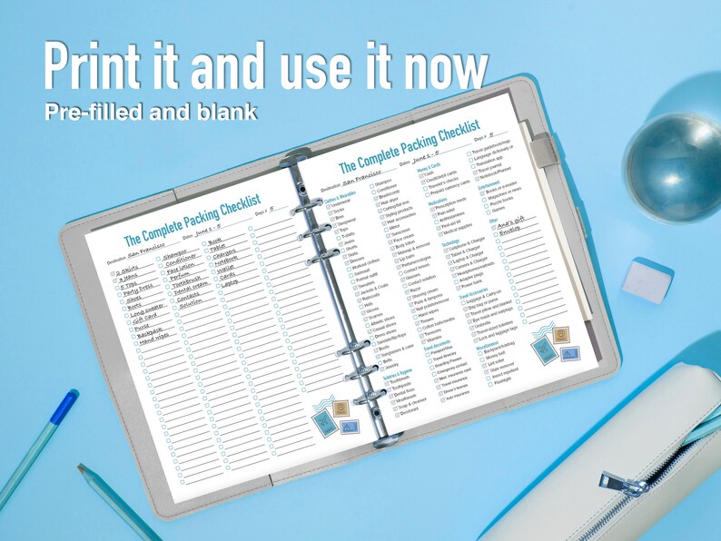 Editable Travel Packing Checklist: Printable Vacation Planner (digital ...