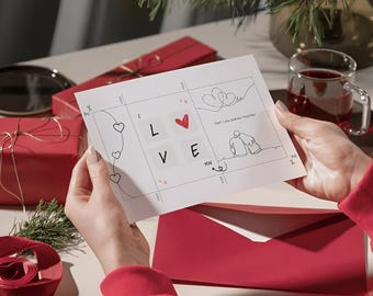 DIY Valentine's Day Card Kit: Printable Heart Popup Card (Digital Download)