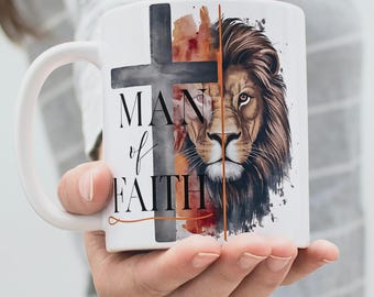 Man of Faith 11 & 15 Oz Mug Wrap, Religious Mug Wrap, Bible Verse Coffee Mug Sublimation Templates, - Christian Mug Wrap, Instant Download