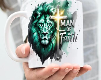 Uomo di fede PNG SVG Mug Wrap, Mug Wrap religioso, Modelli per sublimazione di tazze da 11 e 15 once, - Mug Wrap cristiano, Download immediato