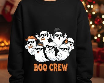 Boo Crew Png, Funny Halloween Ghost Shirt Design, Spooky Season, Kid's Halloween Sublimation.