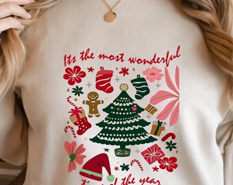 Retro Christmas Tree PNG, Boho Holiday Sublimation (Digital Download)