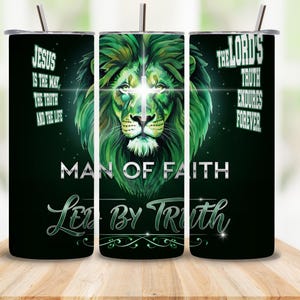 Man Of Faith Tumbler Wrap PNG, Led by Truth Tumbler Wrap, Bible Verse 20oz Tumbler, Christian Man Tumbler Wrap, Instant Download