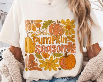 Temporada de calabaza retro PNG, Otoño PNG, Camiseta de sublimación de calabaza de otoño PNG, Calabaza preppy PNG, Acción de Gracias PNG, Otoño PNG, Camiseta de otoño PNG
