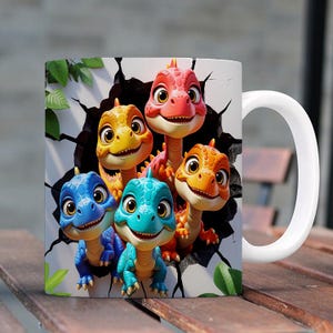 3D Dinosaurs Mug Wrap, 11oz & 15oz Mug Png, Mug Sublimation Design, Hole In A Wall Mug Wrap, Kids Mug Wrap, Instant Digital Download