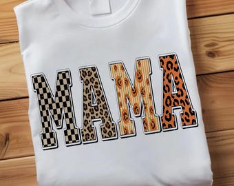 Mama Pumpkin Leopard Checkered Shirt PNG (Digital Download)