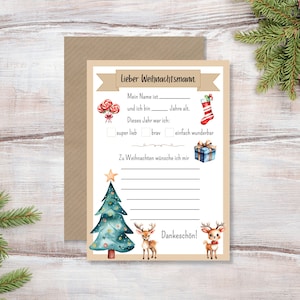 Wunschzettel für Kinder zu Weihnachten, Brief an den Weihnachtsmann zum Ausdrucken