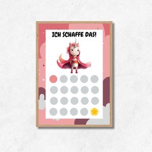 Beloningsbord voor kinderen met heroïsch eenhoornmotief, DIN A4 download