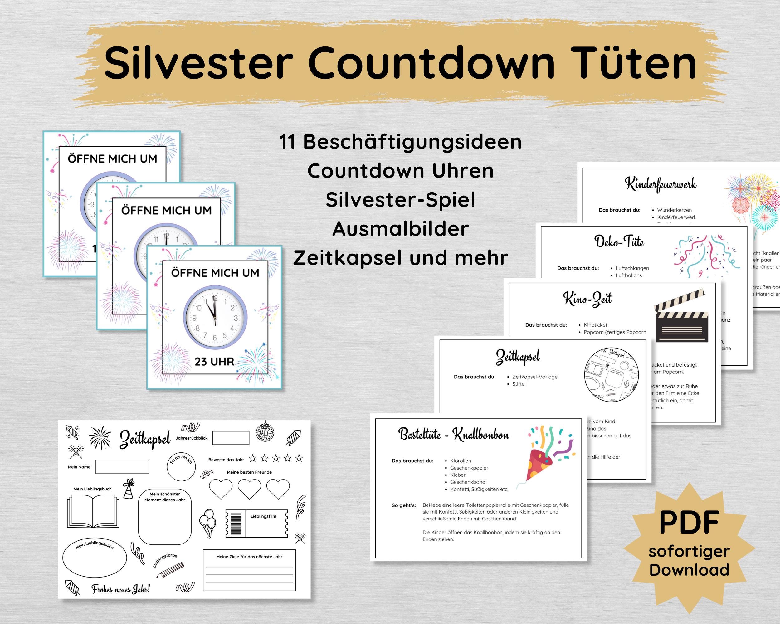 countdown tüten silvester kinder vorlage kostenlos