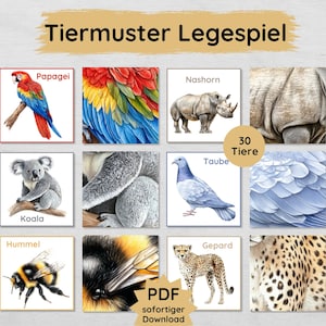 Gioco di posa di modelli di animali da stampare per bambini, gioco di smistamento di animali in PDF, può essere utilizzato anche come ricordo degli animali