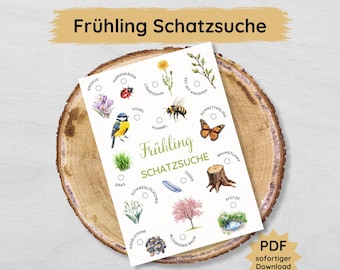 Búsqueda del tesoro de primavera para niños para imprimir, búsqueda del tesoro de primavera para imprimir en PDF, emocionante actividad al aire libre