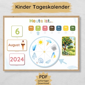 Calendario per bambini, agenda giornaliera con carte didattiche e ruota meteorologica, calendario giornaliero ideale per la scuola materna e la scuola dell'infanzia
