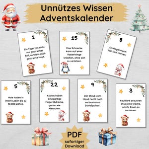 Conoscenza inutile Calendario dell'Avvento per bambini da stampare con 24 fatti interessanti Cartoline dell'Avvento, Calendario dell'Avvento fai da te PDF