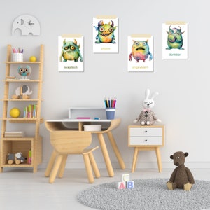 26 monster emotion cards for children to print out, picture cards to learn emotions, monster emotion cards ideal for daycare and preschool image 8