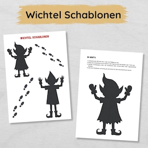 Gnome stencils to print with gnomes and footprints, gnome prank accessories for the gnome door at Christmas