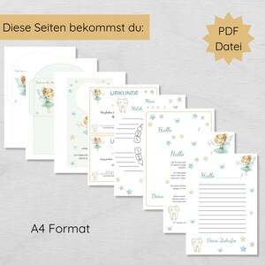 Carta del Hada de los Dientes para que los niños la impriman, poste para dientes flojos, carta del Hada de los Dientes que incluye certificado y calendario de dientes de leche imagen 2