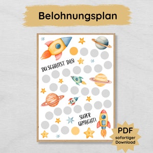 Plan de récompense spatiale à imprimer pour les enfants, tableau de récompense spatiale comme aide à la motivation