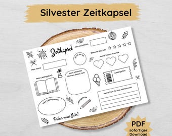New Year's Eve Time Capsule Year in Review for Children Printable, New Year's Eve Party Activity, Questionnaire for Countdown Bag