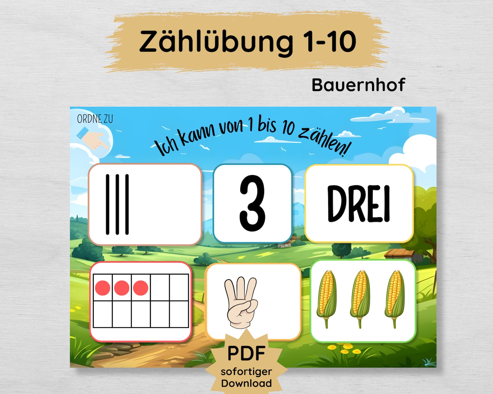 Count Out Farm Counting Exercise for Children, Playfully Learn Numbers From 1 to ...