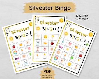 New Year's Eve Bingo game for children to print out, New Year's Eve bingo printable template for the New Year's Eve party