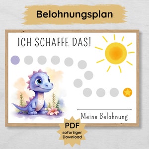 Dino Belohnungsplan für Kinder als Motivationshilfe um Ziele zu erreichen, Dinosaurier Belohnungstafel
