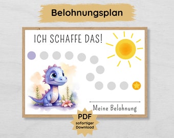 Dino reward plan for children as a motivational aid to achieve goals, dinosaur reward board