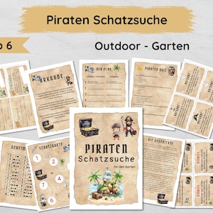 Piraten Outdoor Schatzsuche für Kinder ab 6, Garten Schnitzeljagd ideal für den Kindergeburtstag, Komplettset inkl. Hinweise & Aufgaben