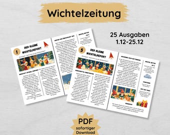 Wichtel newspaper for children with 25 issues during Advent, Wichtelpost newspapers for the Wichtel door to print out